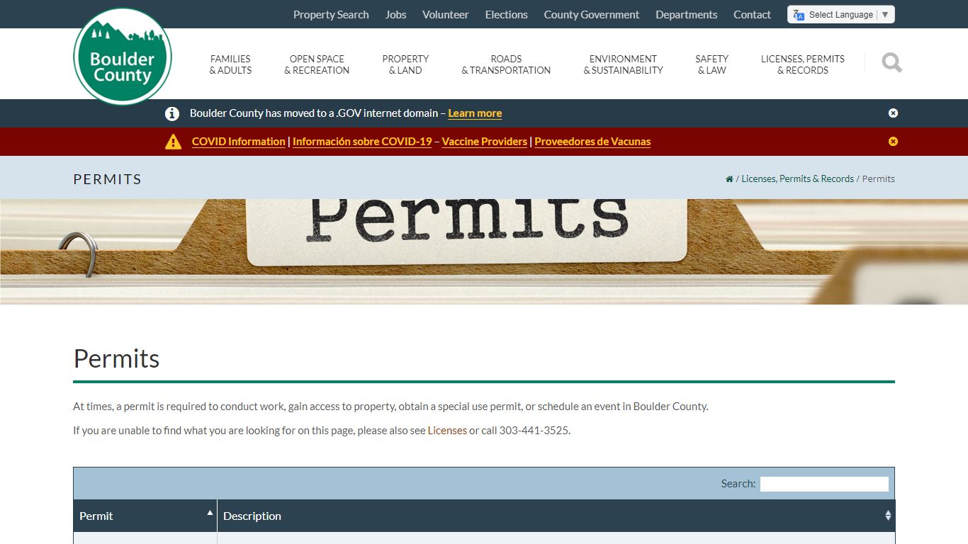 Permits - Boulder County